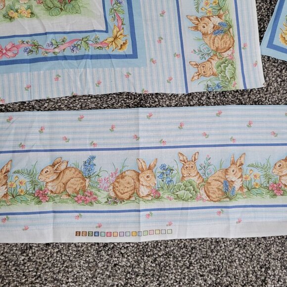 Vintage Bunny Floral Print Cotton Fabric Blocks For Quilting Or Crafts - Picture 4 of 4